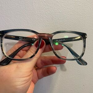 Ray-Ban Translucent Blue-Gray Rectangular Glasses